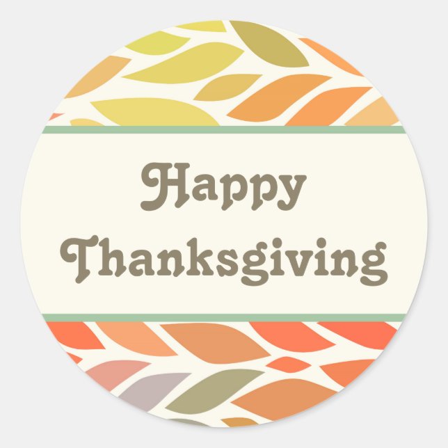 Colorful Leaves Happy Thanksgiving Sticker (Front)