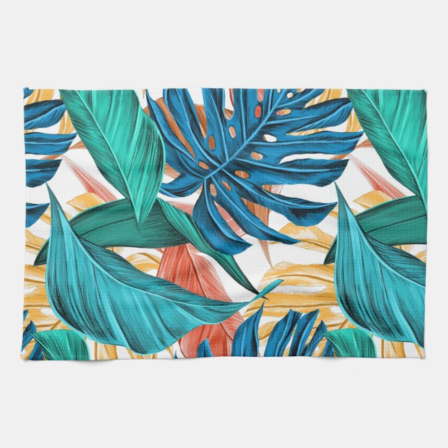 Colorful leaves kitchen towel (Horizontal)