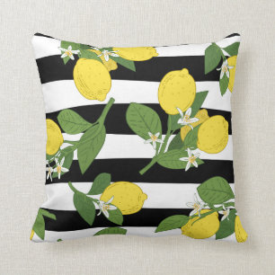 Colorful Leaves & Lemons Throw Pillow