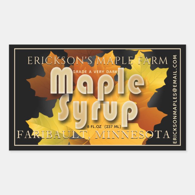 Colorful Leaves Maple Syrup Fully Editable Label (Front)