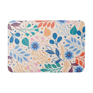 Colorful Leaves Modern Foliage Pattern Bath Mat