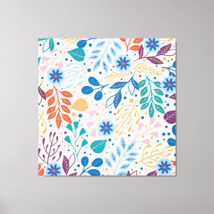Colorful Leaves Modern Foliage Pattern Canvas Print