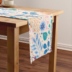 Colorful Leaves Modern Foliage Pattern Short Table Runner