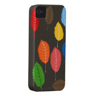 colorful leaves on woodgrain iPhone 4 cover