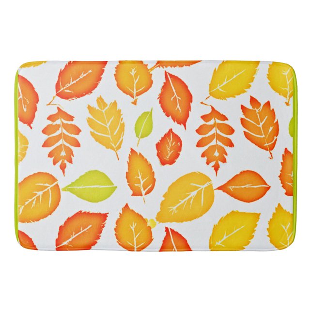 Colorful Leaves Pattern Bath Mat (Front)