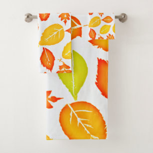 Colorful Leaves Pattern Bath Towel Set