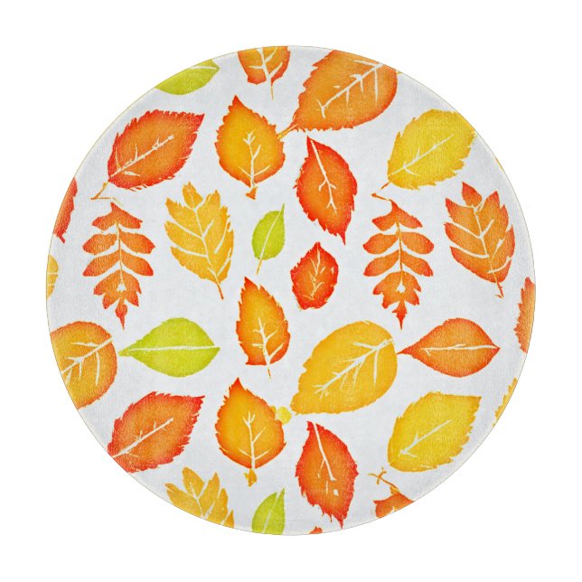 Colorful Leaves Pattern Cutting Board (Front)