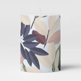 Colorful Leaves Pattern Pillar Candle