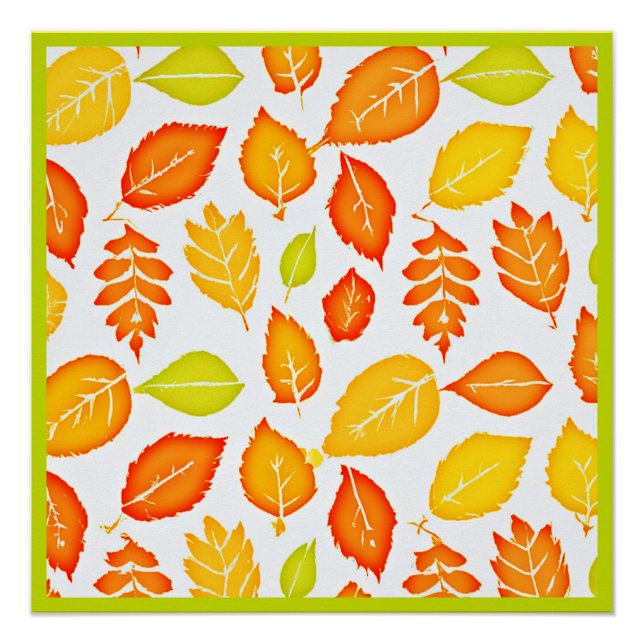 Colorful Leaves Pattern Poster (Front)