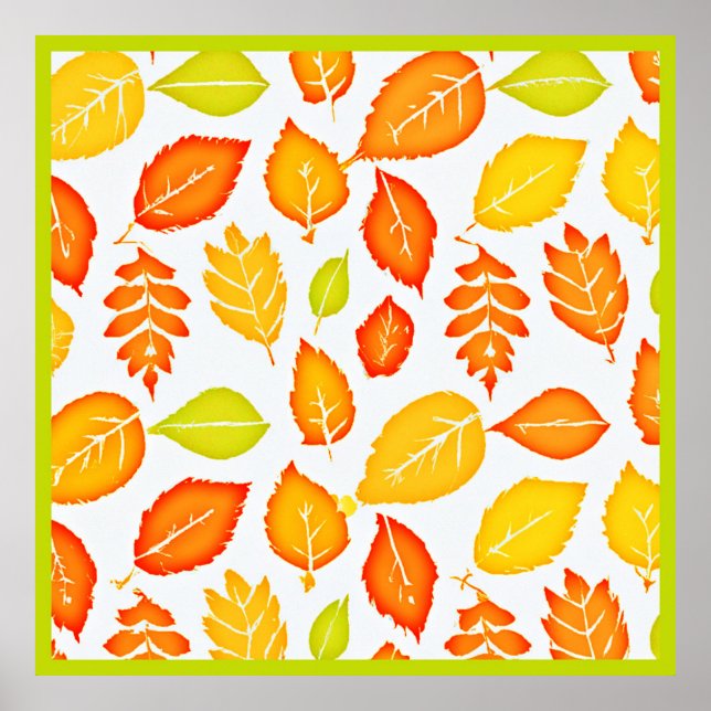 Colorful Leaves Pattern Poster (Front)