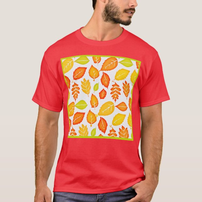 Colorful Leaves Pattern T-Shirt (Front)