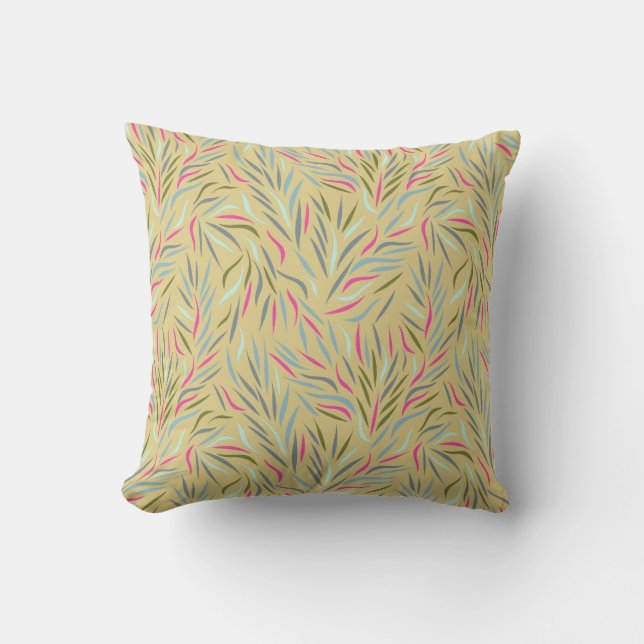 Colorful Leaves Pattern Throw Pillow (Front)