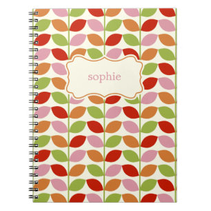 Colorful Leaves Personalized Notebook - Pink