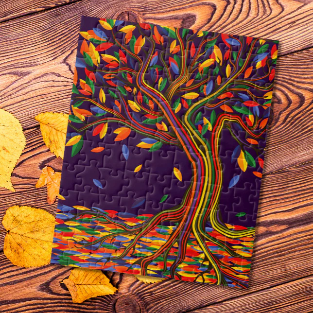 Colorful Leaves Rainbow Tree with Bright Colors Jigsaw Puzzle
