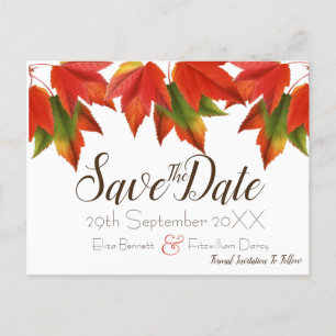 Colorful Leaves Save the Date Postcard