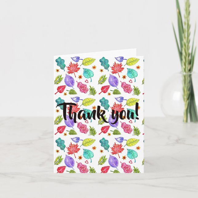 Colorful Leaves Thank you Greeting Card (Front)