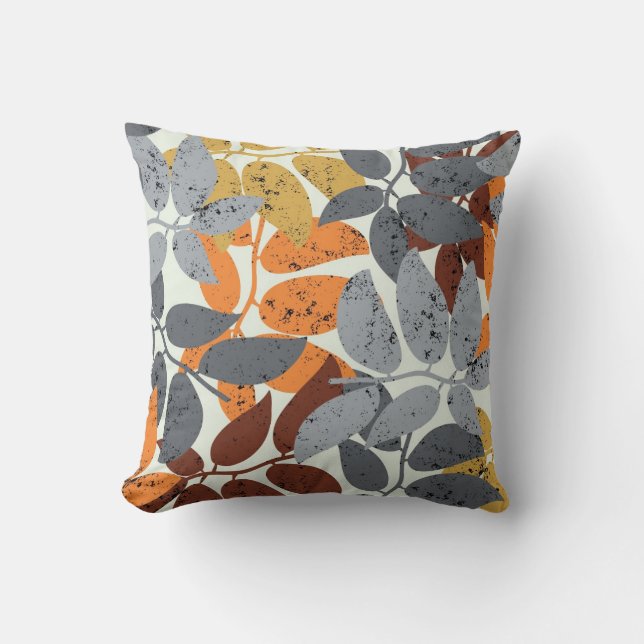 colorful leaves throw pillow (Front)