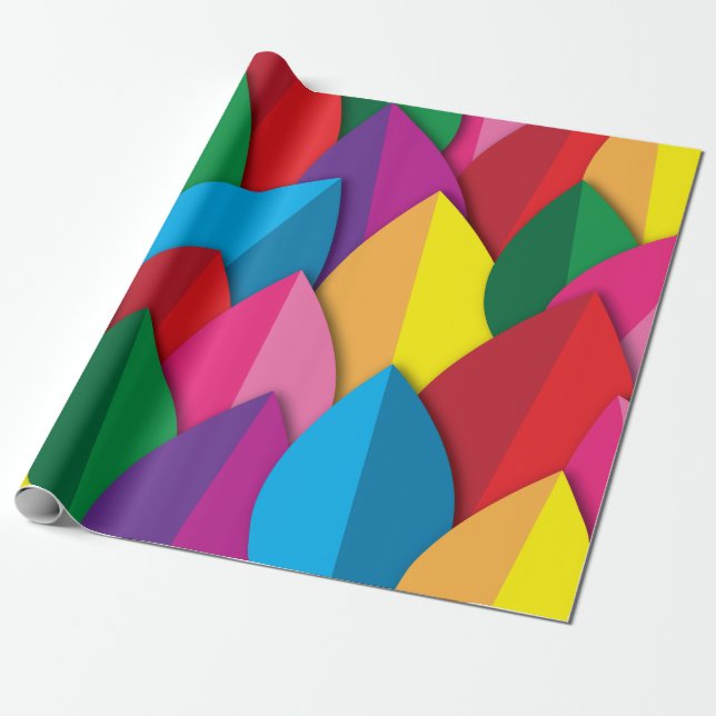 Colorful Leaves Wrapping Paper (Unrolled)