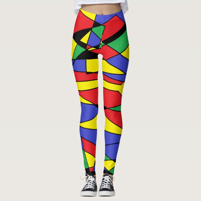 Colorful Leggings Pattern Abstract Colors (Front)