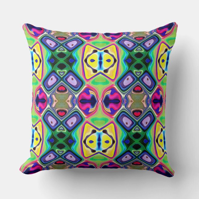 Colorful Lemon Lime Pattern Throw Pillow (Front)