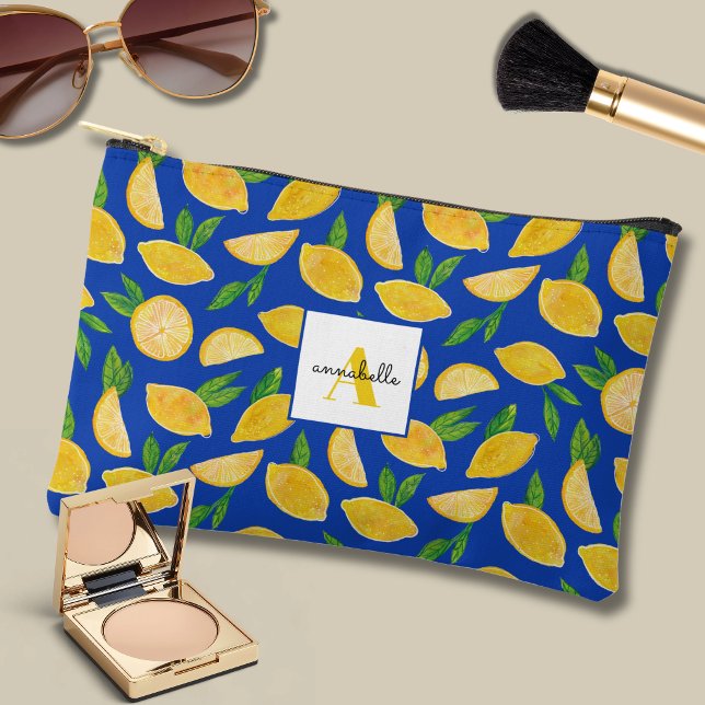 Colorful Lemon pattern Accessory Pouch (Lemon pattern blue accessory pouch)