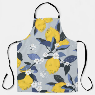 Colorful Lemons: Citrus Floral Pattern Apron