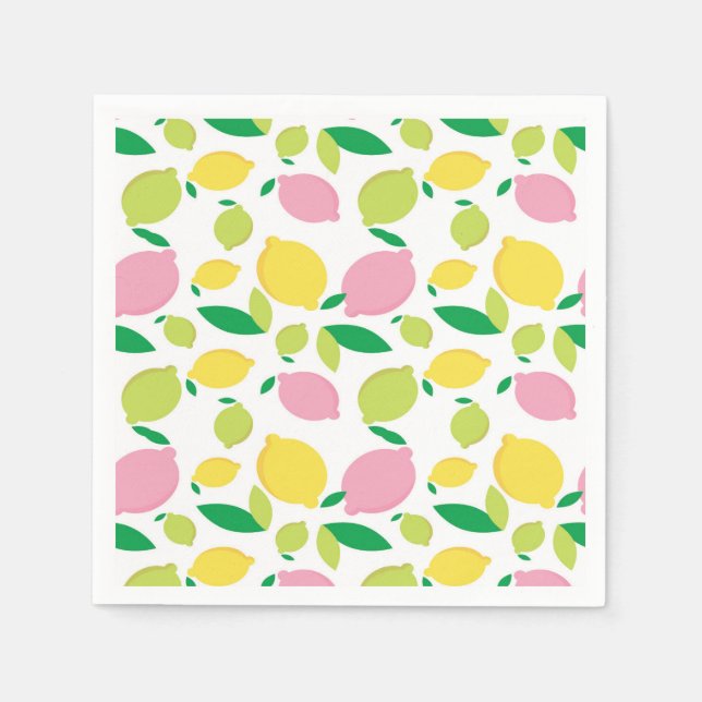 Colorful Lemons Green Pink Yellow Lemonade Napkins (Front)