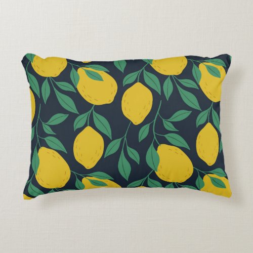 Colorful Lemons Hand Drawn Vibrance Accent Pillow