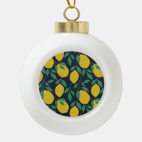 Colorful Lemons Hand Drawn Vibrance Ceramic Ball Christmas Ornament