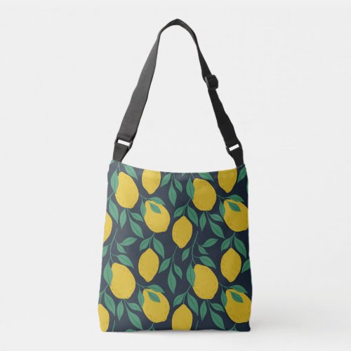 Colorful Lemons Hand Drawn Vibrance Crossbody Bag