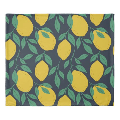 Colorful Lemons Hand Drawn Vibrance Duvet Cover