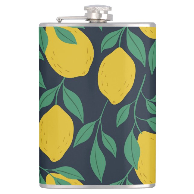 Colorful Lemons: Hand Drawn Vibrance. Flask (Front)