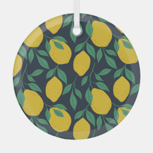 Colorful Lemons: Hand Drawn Vibrance. Glass Ornament