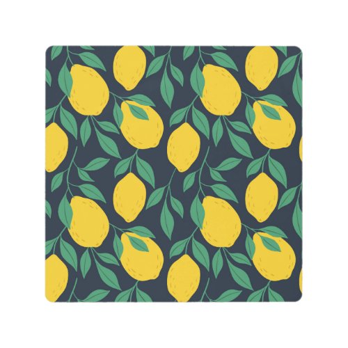 Colorful Lemons Hand Drawn Vibrance Metal Print