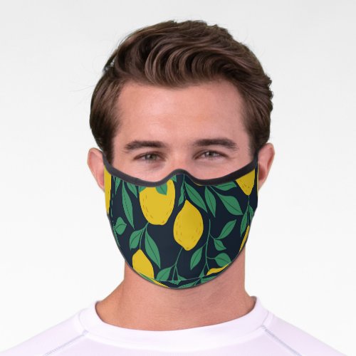 Colorful Lemons Hand Drawn Vibrance Premium Face Mask