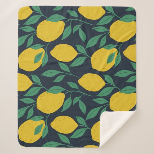 Colorful Lemons Hand Drawn Vibrance Sherpa Blanket