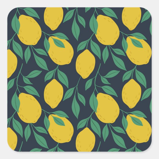 Colorful Lemons: Hand Drawn Vibrance. Square Sticker (Front)