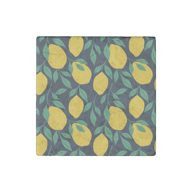 Colorful Lemons: Hand Drawn Vibrance. Stone Magnet (Front)
