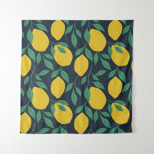 Colorful Lemons Hand Drawn Vibrance Tapestry