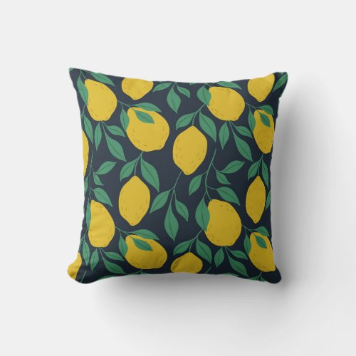 Colorful Lemons Hand Drawn Vibrance Throw Pillow
