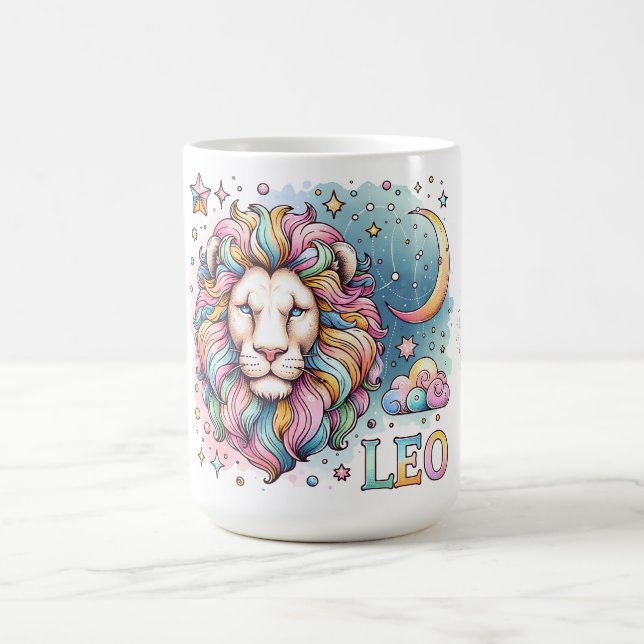 Colorful Leo Zodiac Astrology Lion Coffee Mug (Center)