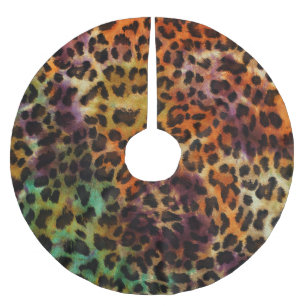 Colorful Leopard: Abstract Vintage Texture Brushed Polyester Tree Skirt