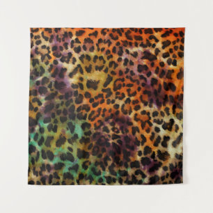 Colorful Leopard: Abstract Vintage Texture Tapestry