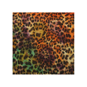 Colorful Leopard: Abstract Vintage Texture Wood Wall Art
