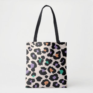 Colorful leopard animal design and backgroundprint tote bag
