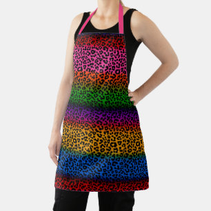 Colorful Leopard Animal Print Design Apron