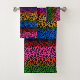 Colorful Leopard Animal Print Design Bath Towel Set