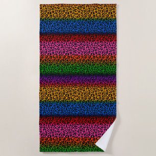 Colorful Leopard Animal Print Design  Beach Towel