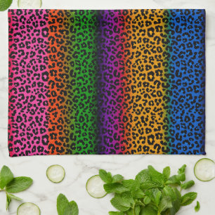 Colorful Leopard Animal Print Design Kitchen Towel