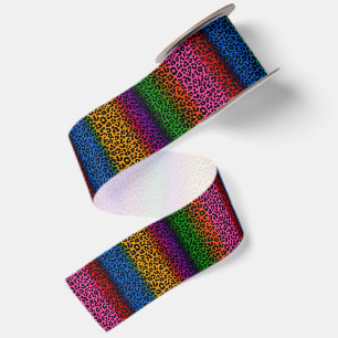 Colorful Leopard Animal Print Design Satin Ribbon